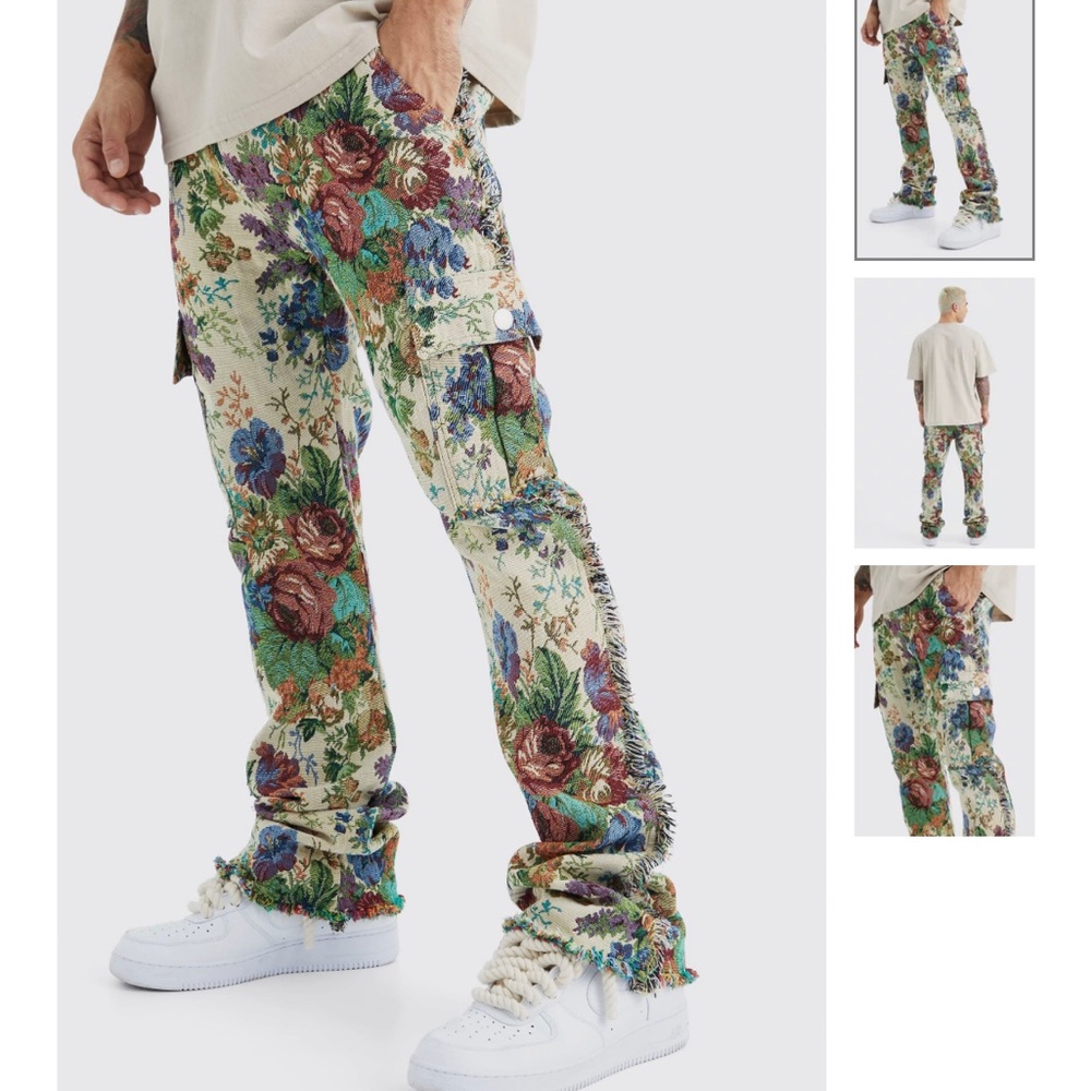 Slim frayed pants